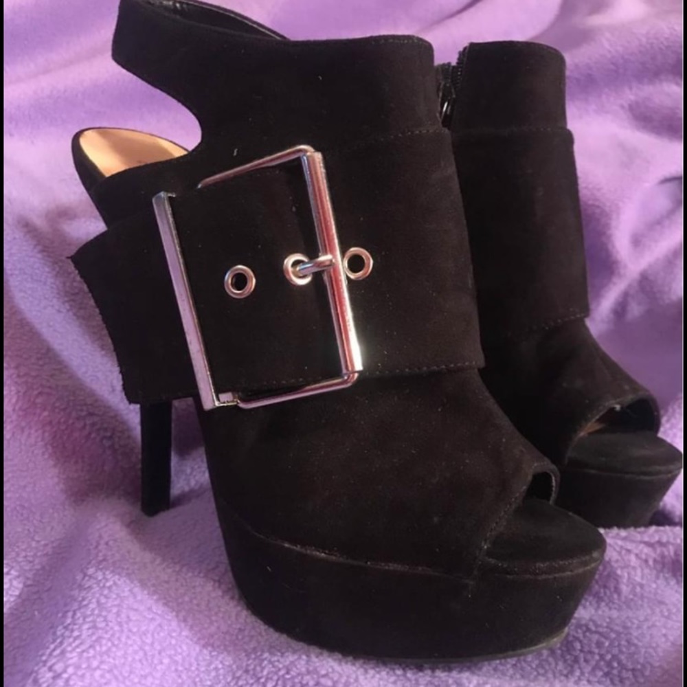 Just Fab Black suede High heel peep toes